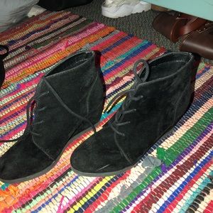 Black suede wedges